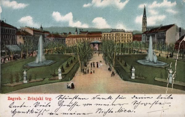 Zrinjevac 1905. godine (Naklada tiskare A. Brusina u Zagrebu) (MUO)